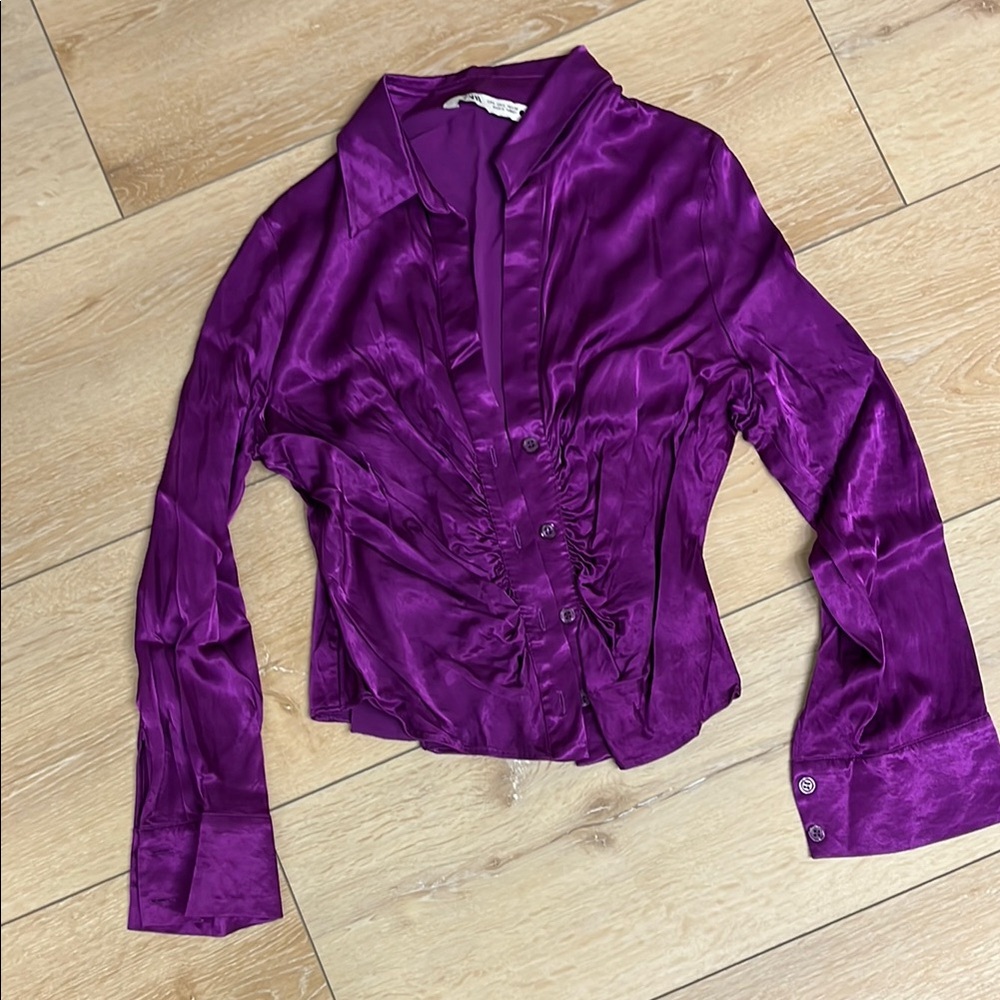 Zara Vibrant Purple Satin Top